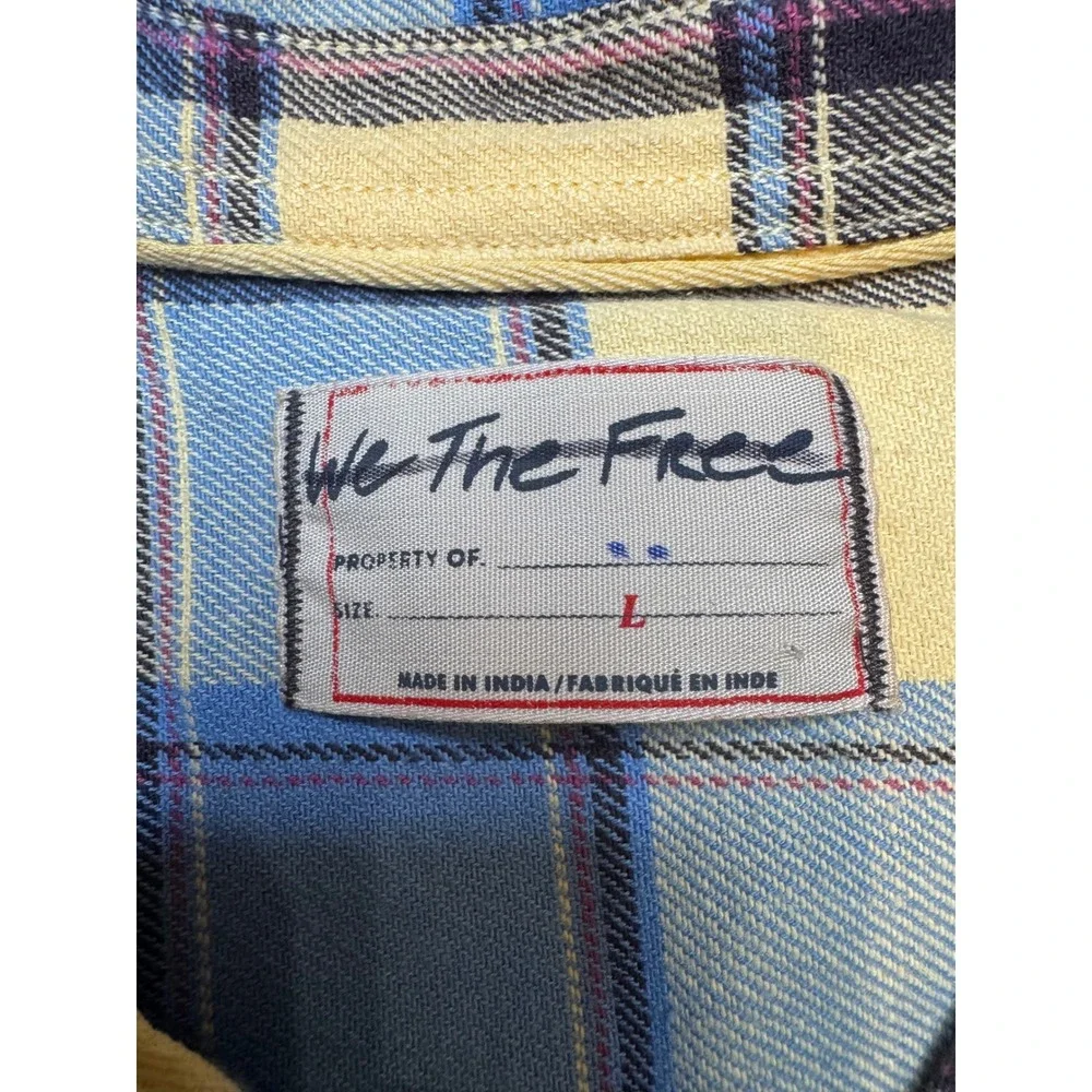 We The Free People Blue Yellow Plaid‎ Sleeveless Button Down Bib Top OB2064767 L - Picture 3 of 10